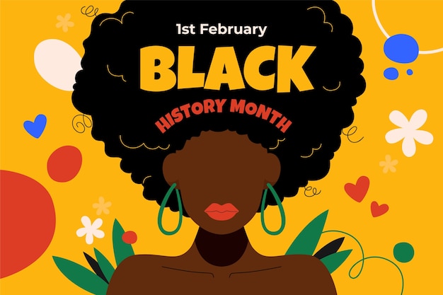 Vector gratuito fondo de mes de historia negro plano