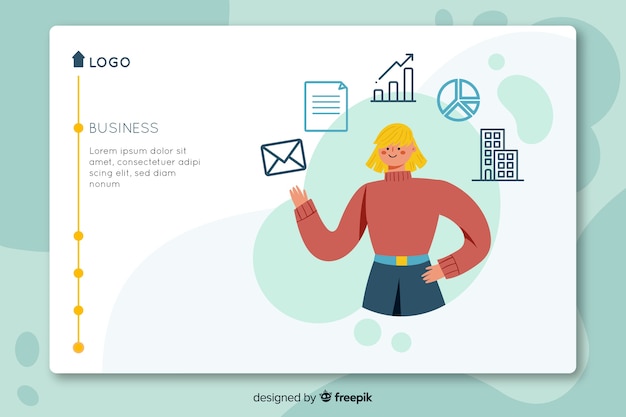 Vector gratuito plantilla de landing page de negocios