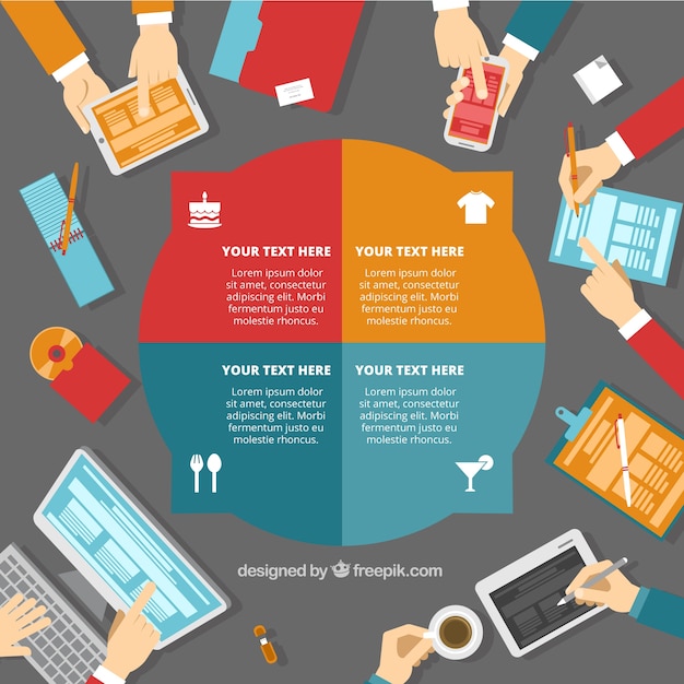Vector gratuito plantilla redonda de infografía de negocios