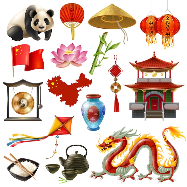 Miễn phí Vector bộ biểu tượng du lịch trung quốc
