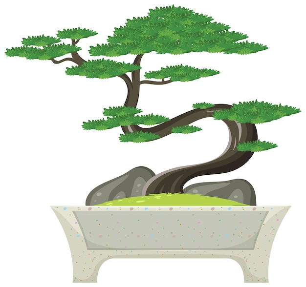 Miễn phí Vector cây bonsai trong chậu trên nền trắng
