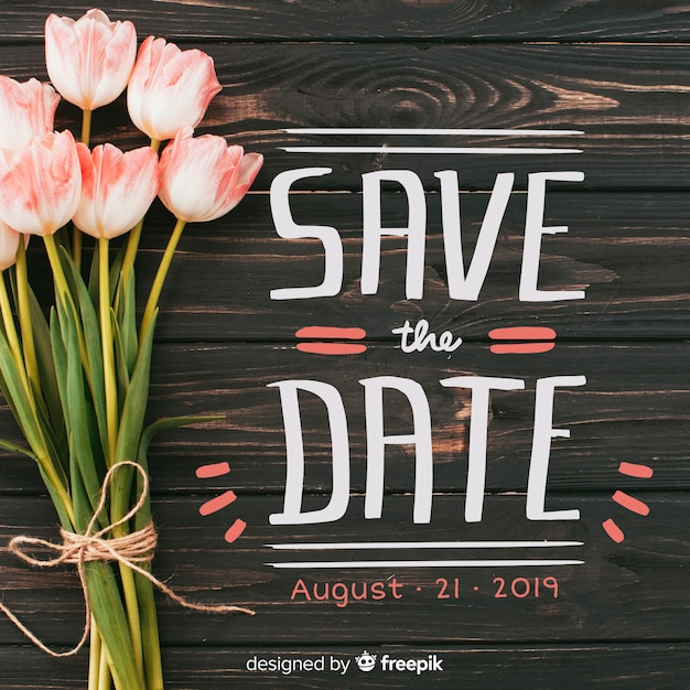 Miễn phí Vector chữ “save the date” trên nền hình chụp