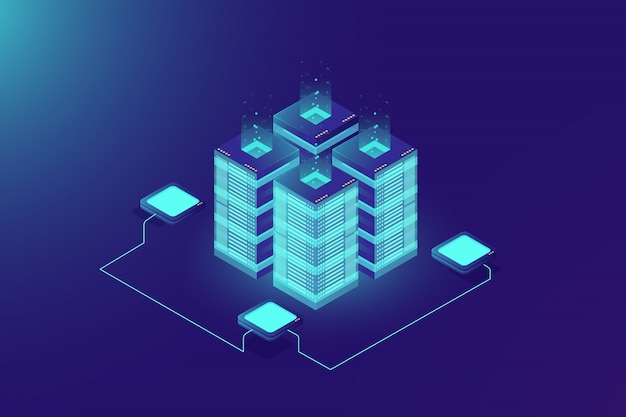 Miễn phí Vector giá đỡ phòng máy chủ, công nghệ blockchain, truy cập token api, trung tâm dữ liệu