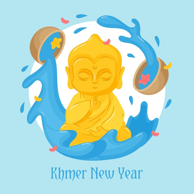 Miễn phí Vector hình ảnh minh họa vẽ tay năm mới khmer