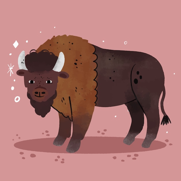 Miễn phí Vector hình ảnh minh họa vẽ tay về một con bò rừng bison