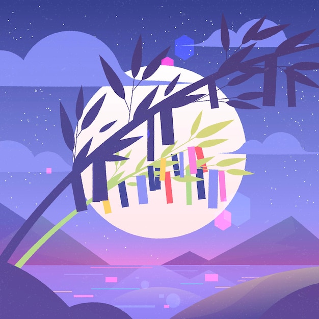 Miễn phí Vector hình minh họa tanabata gradient