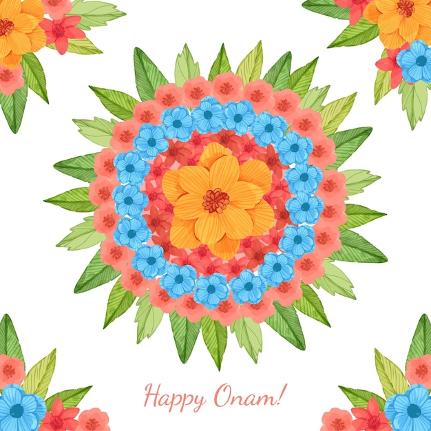 Miễn phí Vector trang trí hoa onam màu nước