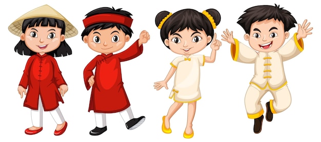 Miễn phí Vector trẻ em trong trang phục đỏ và trắng