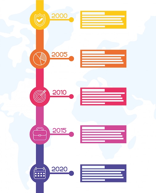 Vector infografía de línea de tiempo circular comercial con años