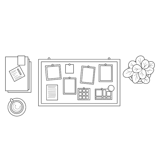 Vector overhead view of a tidy desk with planning essentials