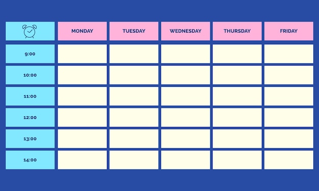 Vector vector dibujado a mano de vuelta a la plantilla del horario escolar