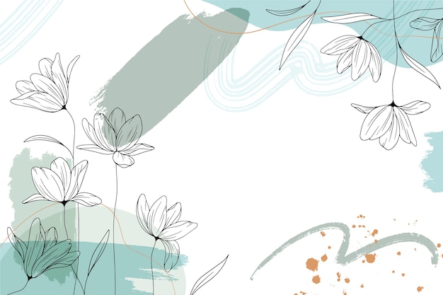 Kostenlose Vektor blumen-linien-kunst flach-design-hintergrund