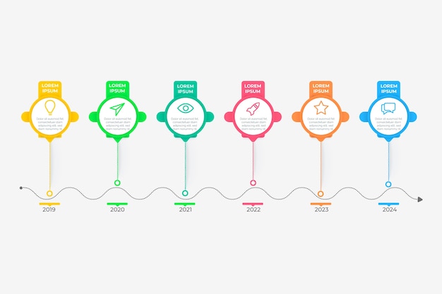 Kostenlose Vektor infographik farbverlauf timeline