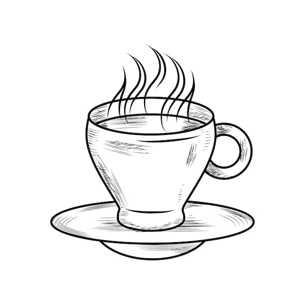 Kostenlose Vektor kaffeetasse zieht heiße illustration isoliert