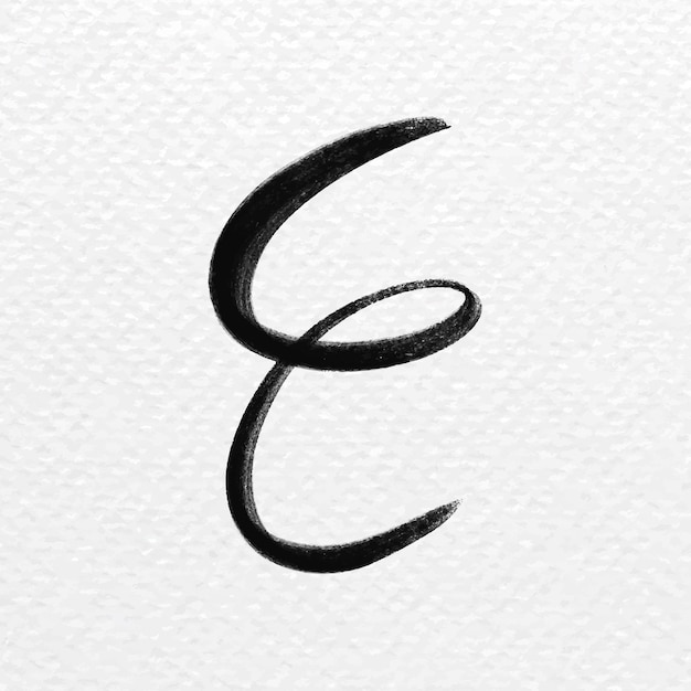 Kostenlose Vektor pinselstrich buchstabe e vektor-typografie-schriftart