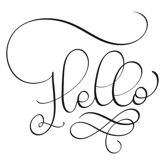 Vektor hallo wort auf weißem hintergrund handgezeichnete kalligrafie-schriftzug vektor-illustration eps10
