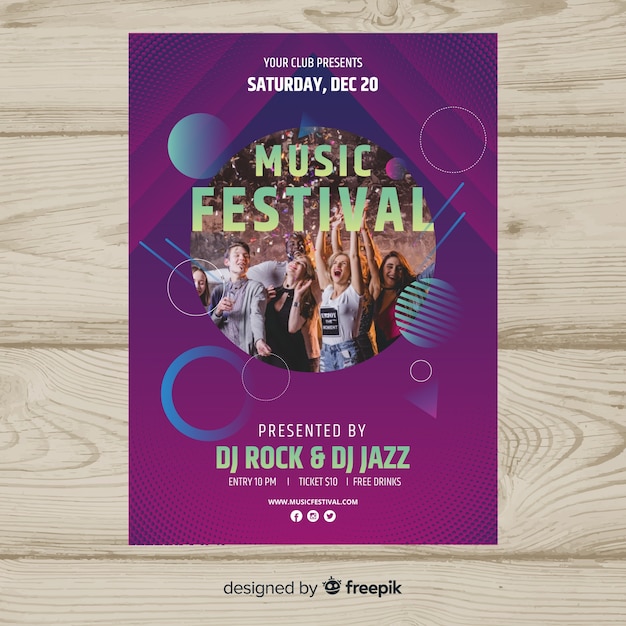 Vetor grátis festival de música poster