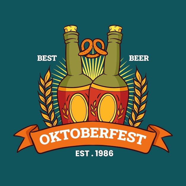 Vetor grátis modelo de logotipo da oktoberfest desenhado à mão