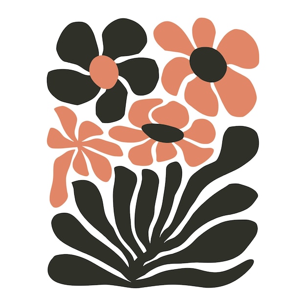 Vettore abstract color flower vector e elegant boho flower minimalist art painting o poster vector