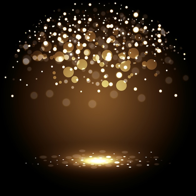 Vettore decorazione con luci dorate