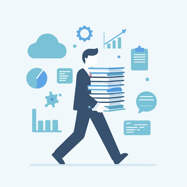 Vettore persona con notepad stile di design piatto semplice e minimalista